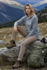 Women's Baby Alpaca Hoodie in Stonewashed Blue