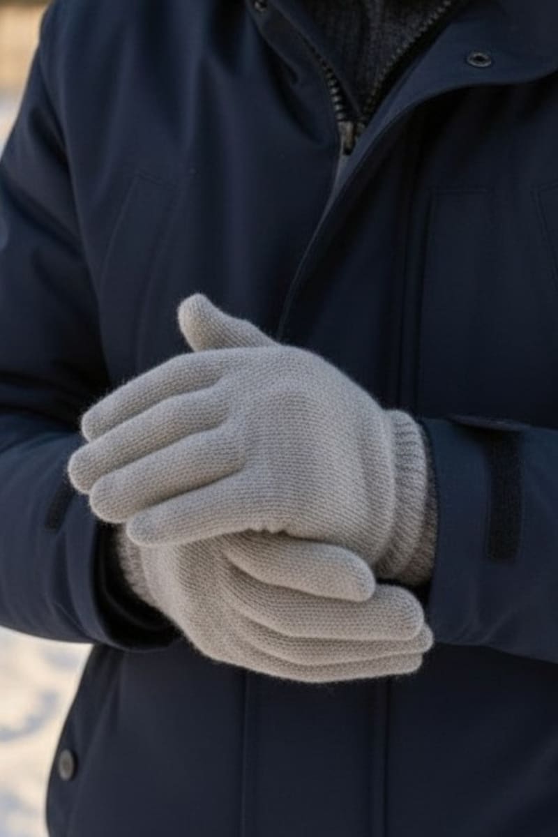 Men's Natural Light Rose Grey 100% Pure Alpaca Super Warm Gloves